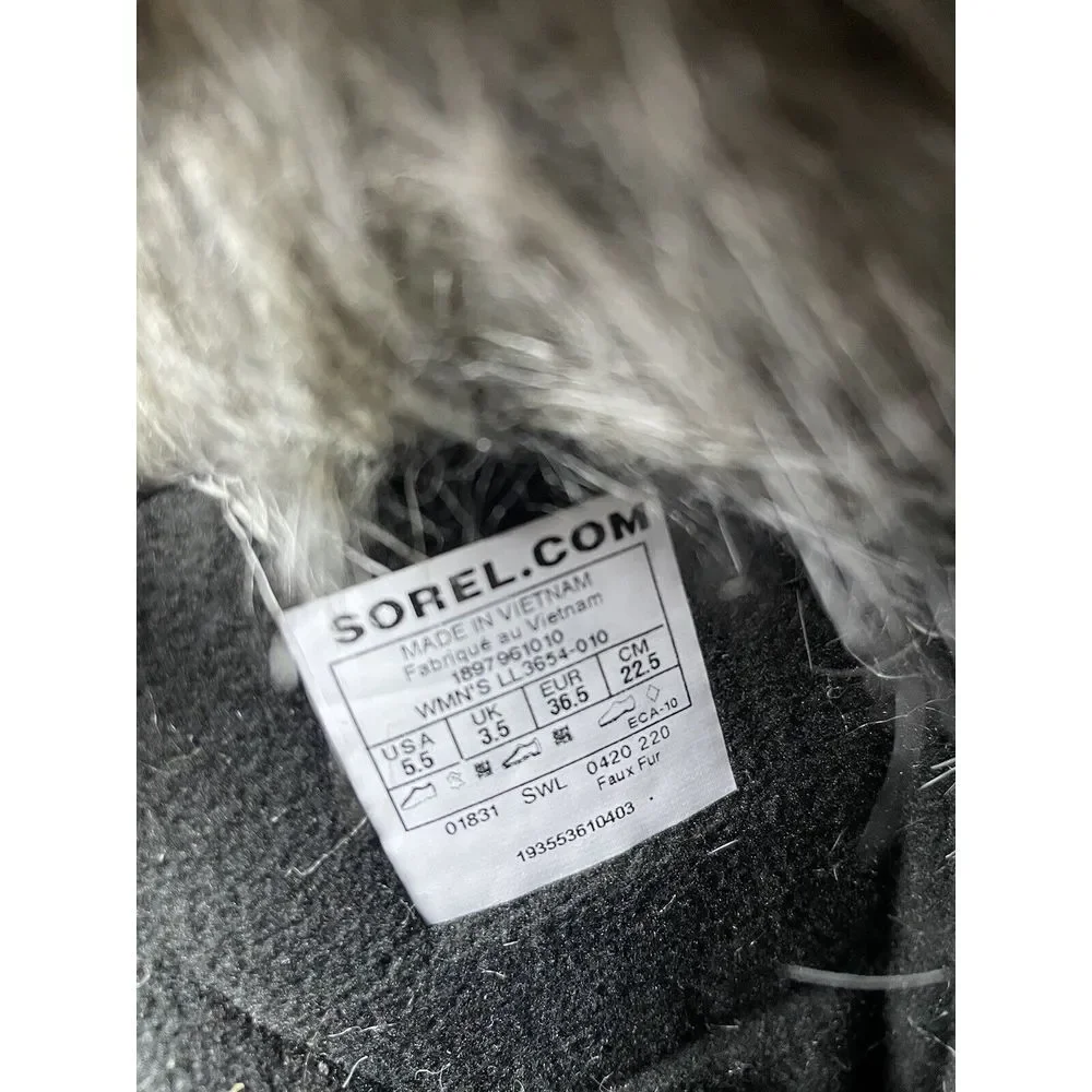 SOREL Tofino II Faux Fur Lined Waterproof Women's Boots Black Lace Up Sz 5.5 NEW